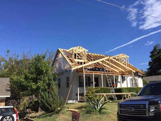 New roof pitch to the house. 2 additional rooms upstairs and a bathroom. Two large dormers