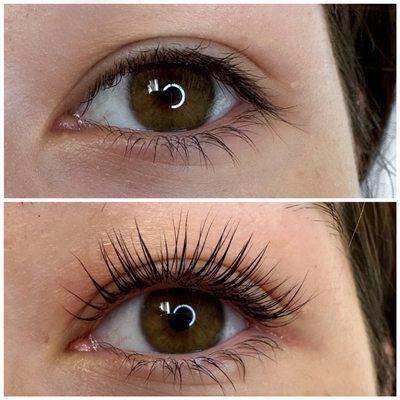 Before and After lash lift and tint by Renee