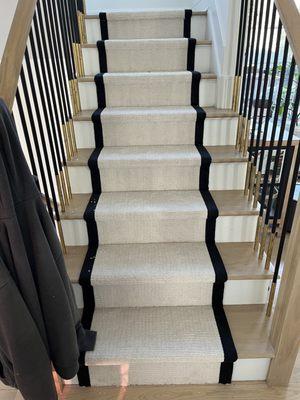 Black 2" binding on white stair runner