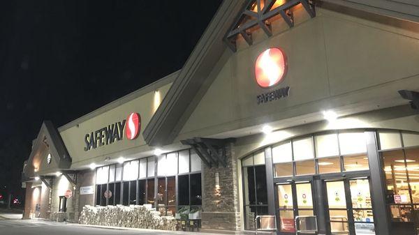 Storefront at night.