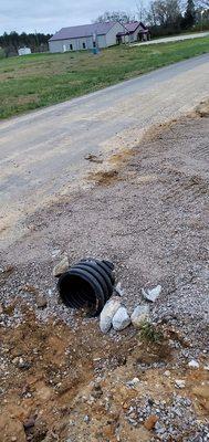 We have added larger Rocks around both ends of the culvert.