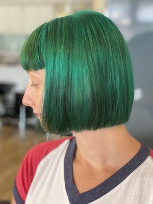 Bob cut with Green for the Holidays.