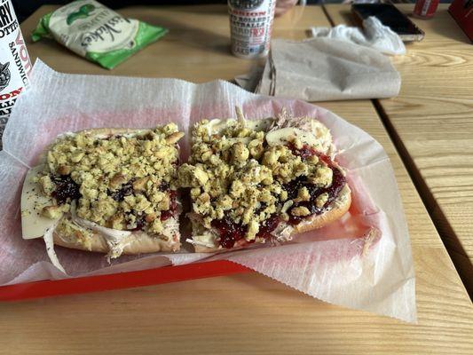 Seasonal Thanksgiving Turkey hoagie