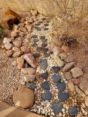 Granite heart shaped stones represents children who didn't stay with us.