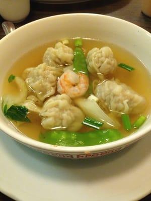 Half eaten War Won Ton soup. Best there is in Albany! Huge portion