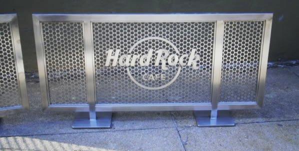 Custom outdoor partition for Hard Rock Cafe.