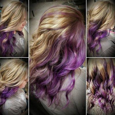 Highlights with a pop of purple ! Love it !