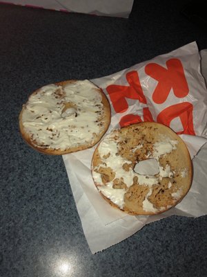 Bagels usually come with cream cheese on both sides