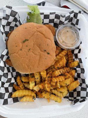 Chicken sandwich and fries