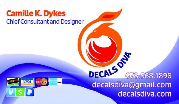 Decals Diva business card front.