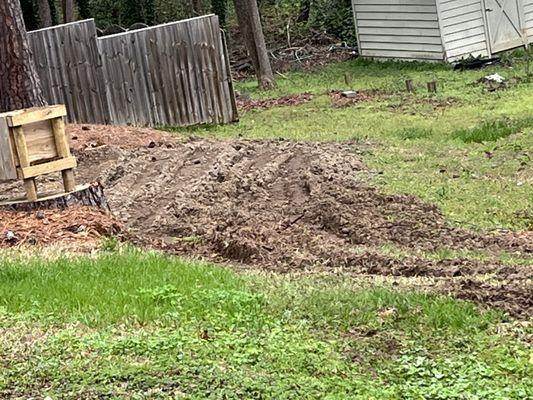 Destroyed and rutted lawn