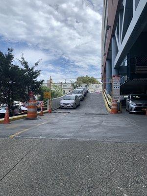 Cars parked in the down lane