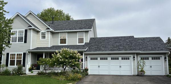 Recent roof and siding replacement we completed in Farmington.