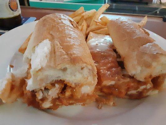 Drunken chicken parm sandwich