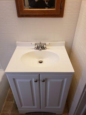 replaced vanity in bathroom