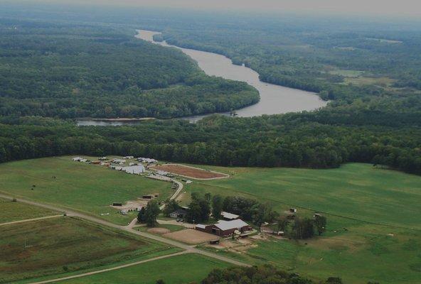 Birds eye view of the ranch