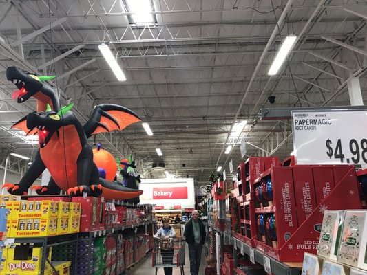 I am confused. The Halloween Dragon is guarding the Christmas display I think.