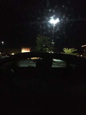 Parking lot is dark