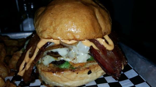 The Selma Heyak!!!! Read the menu and enjoy this bacon cheeseburger with the extra special stuff inside.