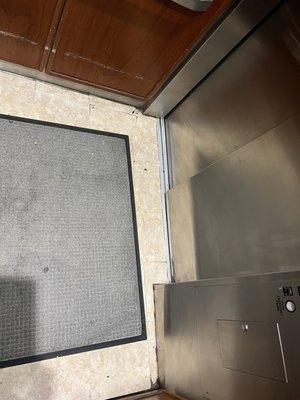 The only elevator - Beat up and dirty