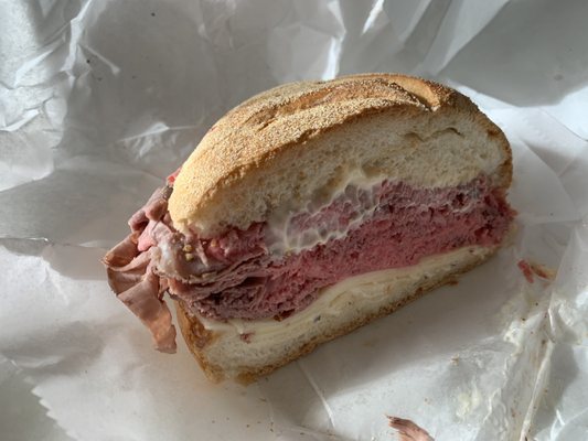 Fresh roast beef sandwich on a really good crispy roll