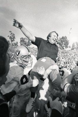 Raiders head coach John Madden after winning Super Bowl XI on January 9, 1977 (1976 season).