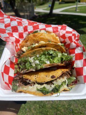 QuesaBirria Tacos & Mac'n'cheese birria tacos at the chula vista Farmer's Market