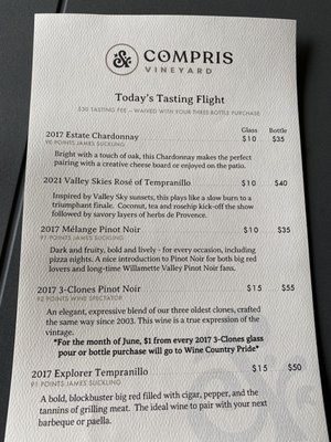 Tasting flight from 6-12-22