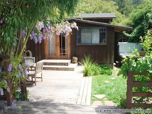 studio, deck and hot tub