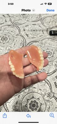 I broke in half upper denture dropped it.