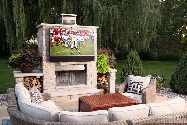 Enjoy the Game with your family on the Outdoor TV.