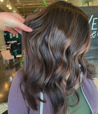 Brunette balayage and haircut