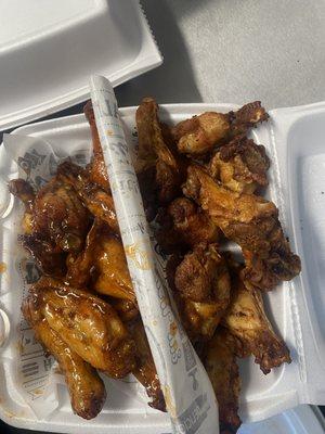 20 piece Wing plate half lemon pepper other half sweet chili