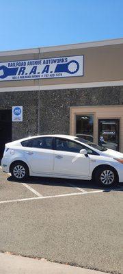 a car was in the way of the front door...annoying and unsafe to park directly in front of a business door.