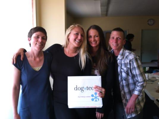 Natalie and Ashlee with instructors Veronica and Kim of the Dog*Tec Dog Walking Academy in San Francisco.