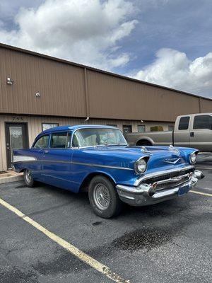 Chevy Bel Air wrapped in 3m 1080 Gloss blue Metallic