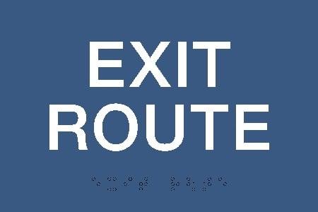 Tactile exit route sign with grade 2 braille