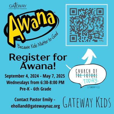 Awana begins soon. register online.