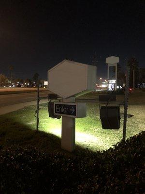 Blank hotel entrance sign