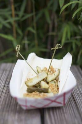 House Pickles topped with sesame seeds and crispy shallots