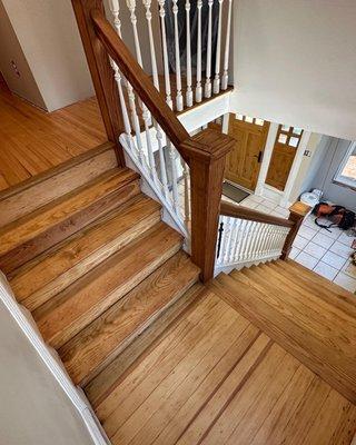 Floor and stairwell refinish (treads/risers/Newell Post/handrail)