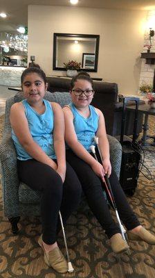 Girls waiting for their first performance for the residents at The Heights of Alamo nursing home.