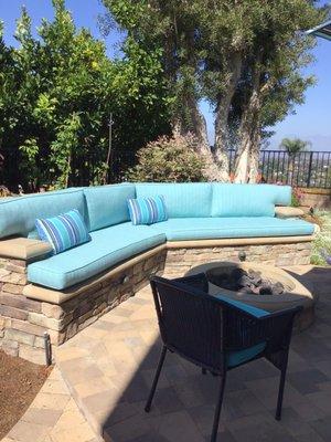 Beautiful new outdoor couch upholstery and patio furniture.