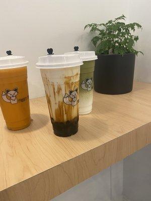 Thai tea brown sugar and matcha latte