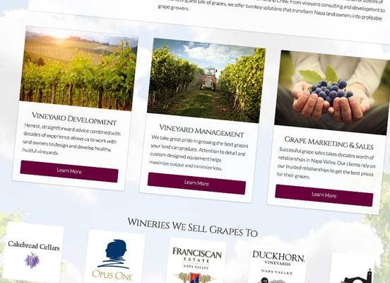 Website design for Grand Crew Vineyard Management in Napa, CA. View online at http://grandcrewco.com.