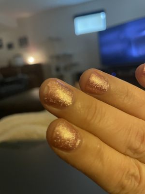 Gel manicure chipped after one day.