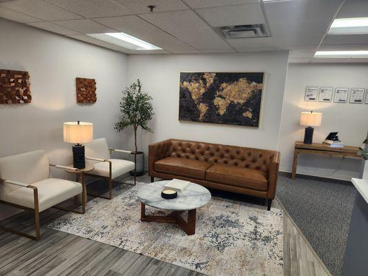 Warm and inviting reception area.