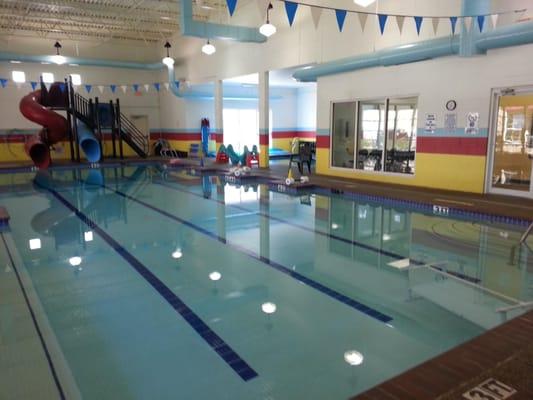 We have two pools at AquaKids Keller! Our big pool is 25x60 feet with two large water slides in the deep end!