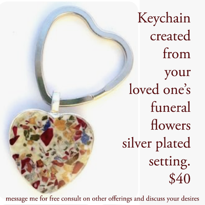 keychain made from funeral flowers