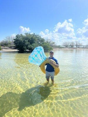 Our captain rescued the float from sailing away!